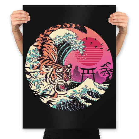 Rad Tiger Wave - Prints Posters RIPT Apparel 18x24 / Black