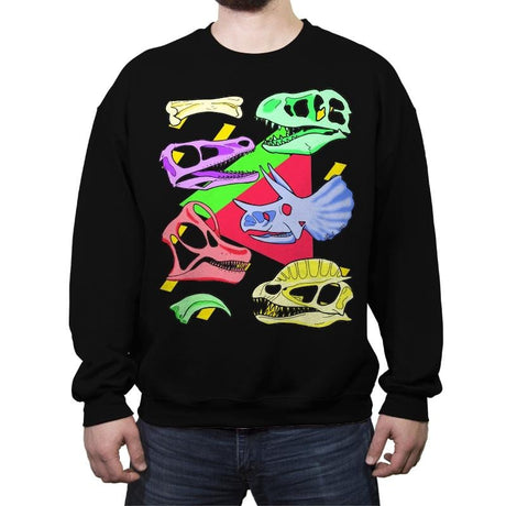 Radical Dinos - Crew Neck Sweatshirt Crew Neck Sweatshirt RIPT Apparel Small / Black