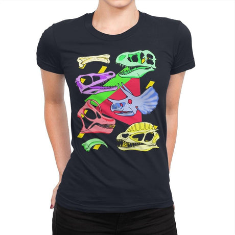 Radical Dinos - Womens Premium T-Shirts RIPT Apparel Small / Midnight Navy