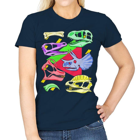 Radical Dinos - Womens T-Shirts RIPT Apparel Small / Navy