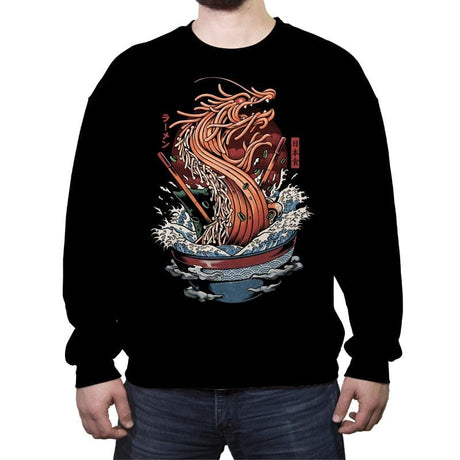 Ramen Dragon - Crew Neck Sweatshirt Crew Neck Sweatshirt RIPT Apparel Small / Black