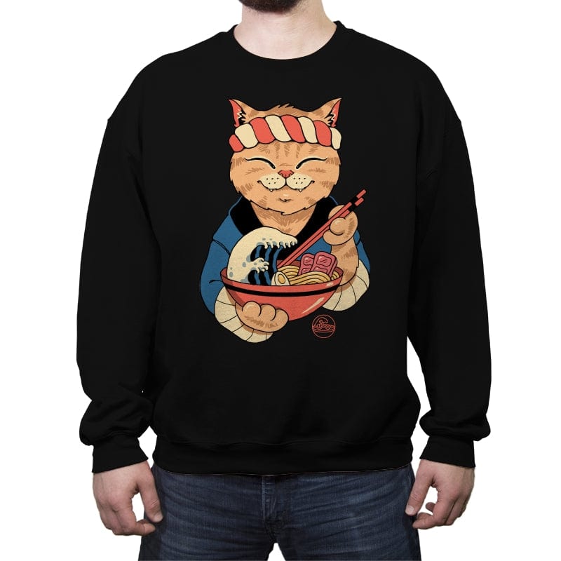 Ramen Meowster - Crew Neck Sweatshirt Crew Neck Sweatshirt RIPT Apparel Small / Black