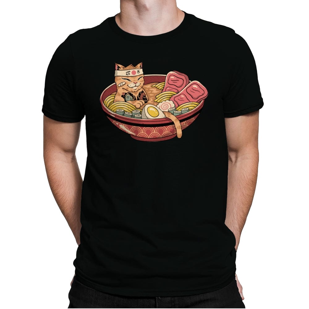 Ramen Meowster - Mens Premium T-Shirts RIPT Apparel Small / Black