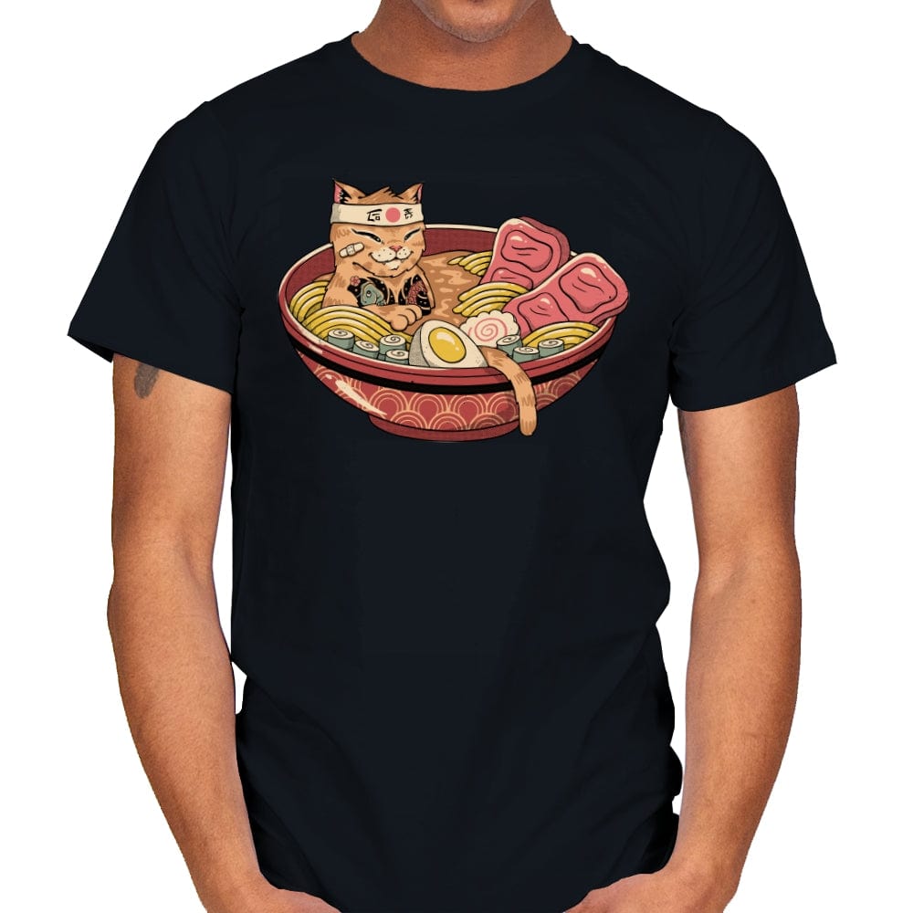 Ramen Meowster - Mens T-Shirts RIPT Apparel Small / Black