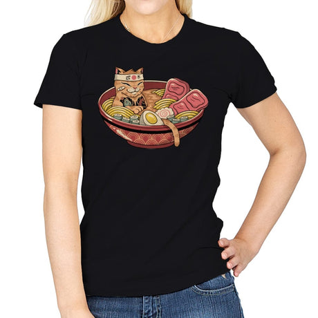 Ramen Meowster - Womens T-Shirts RIPT Apparel Small / Black