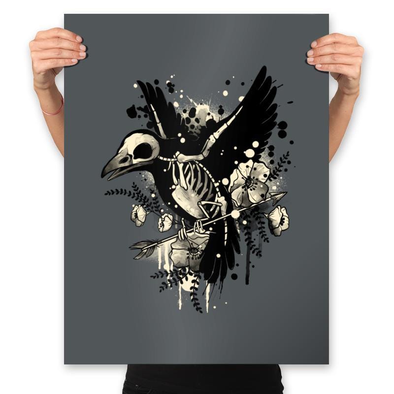 Raven bones - Prints Posters RIPT Apparel 18x24 / Charcoal