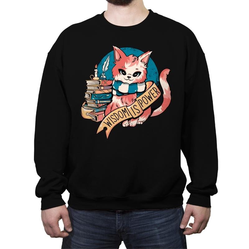 Raven Cat - Crew Neck Sweatshirt Crew Neck Sweatshirt RIPT Apparel Small / Black