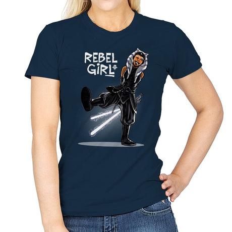 Rebel Girl - Womens T-Shirts RIPT Apparel Small / Navy