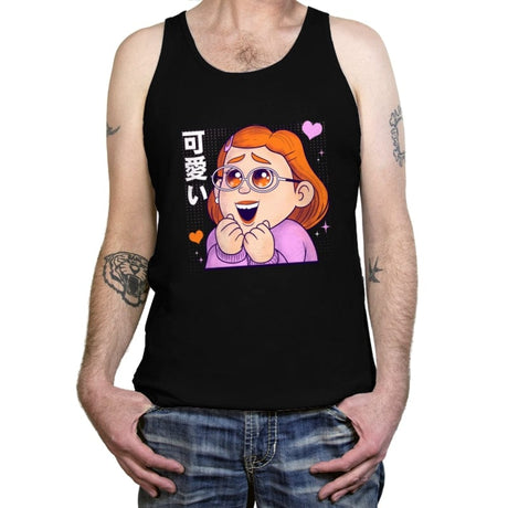 Red Kawaii - Tanktop Tanktop RIPT Apparel X-Small / Black