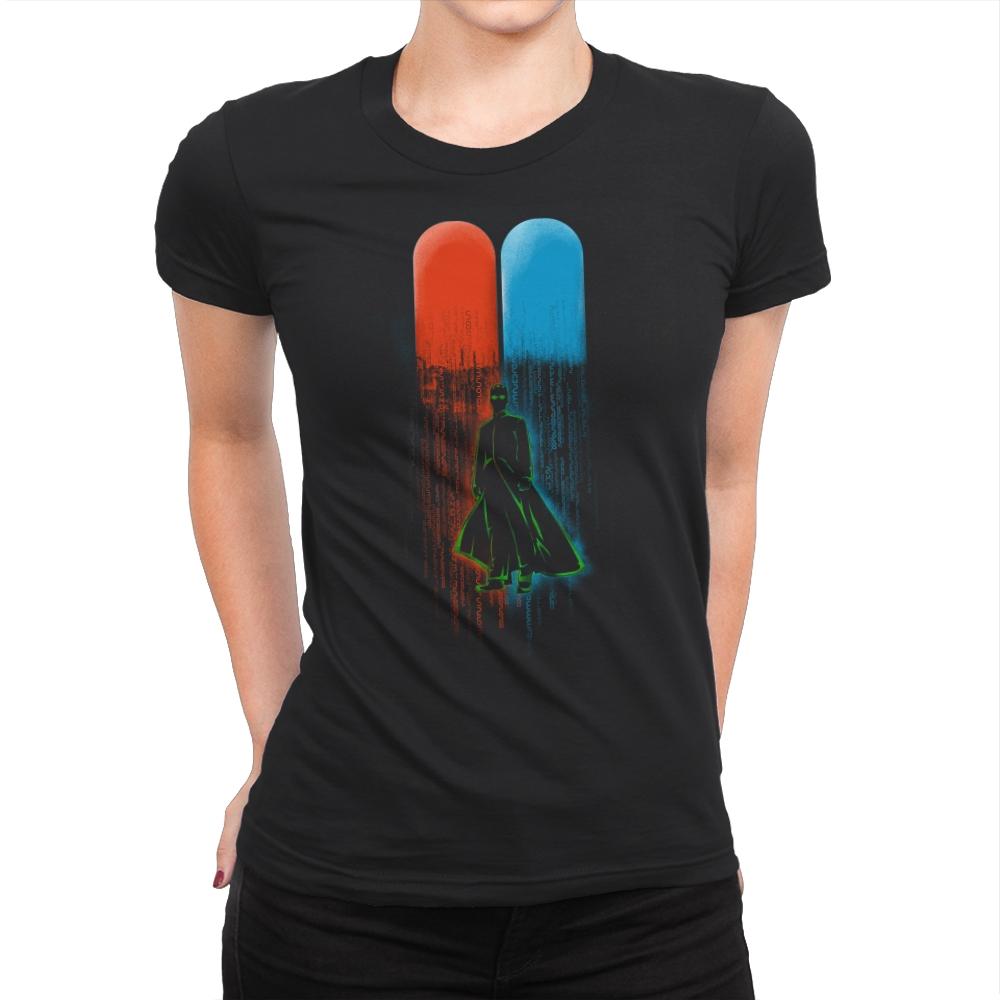 Red Pill Blue Pill - Womens Premium T-Shirts RIPT Apparel Small / Black