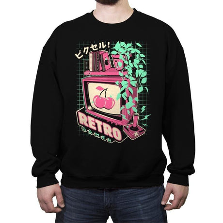 Retro Gaming - Crew Neck Sweatshirt Crew Neck Sweatshirt RIPT Apparel Small / Black