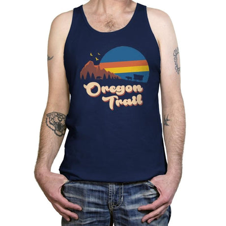 Retro Oregon Trail - Tanktop Tanktop RIPT Apparel X-Small / Navy