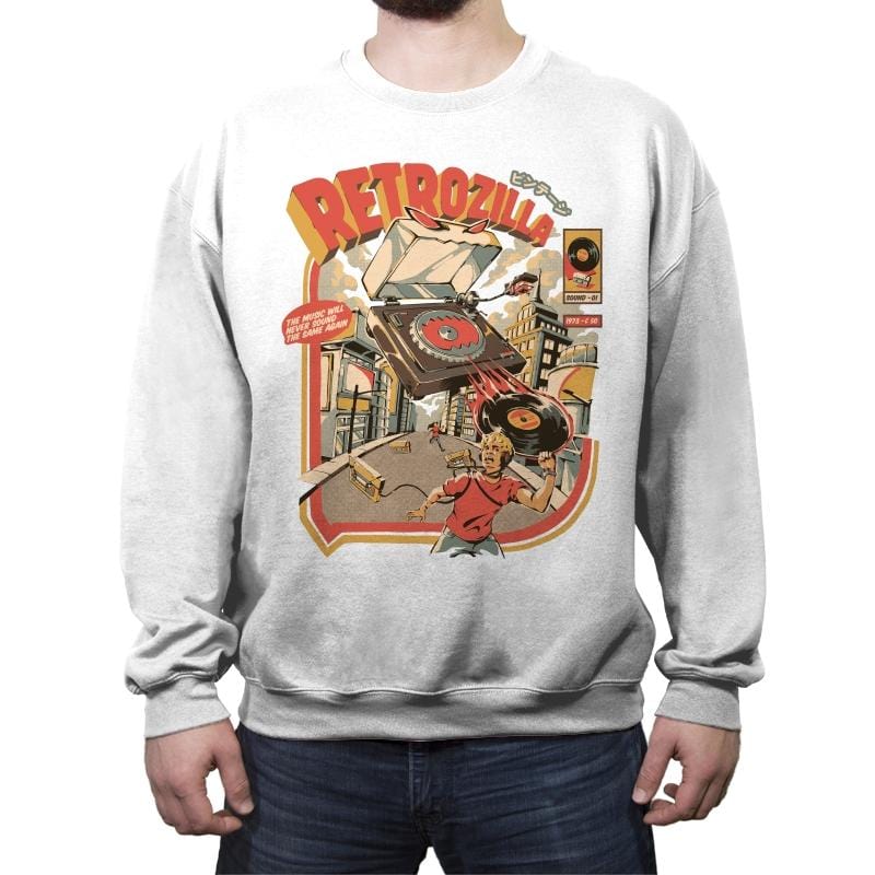 Retro Soundzilla - Crew Neck Sweatshirt Crew Neck Sweatshirt RIPT Apparel Small / White