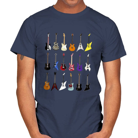 Riffs that Rocked the World - Iconic Guitars from Rock and Metal Legends - Mens T-Shirts RIPT Apparel Small / Navy