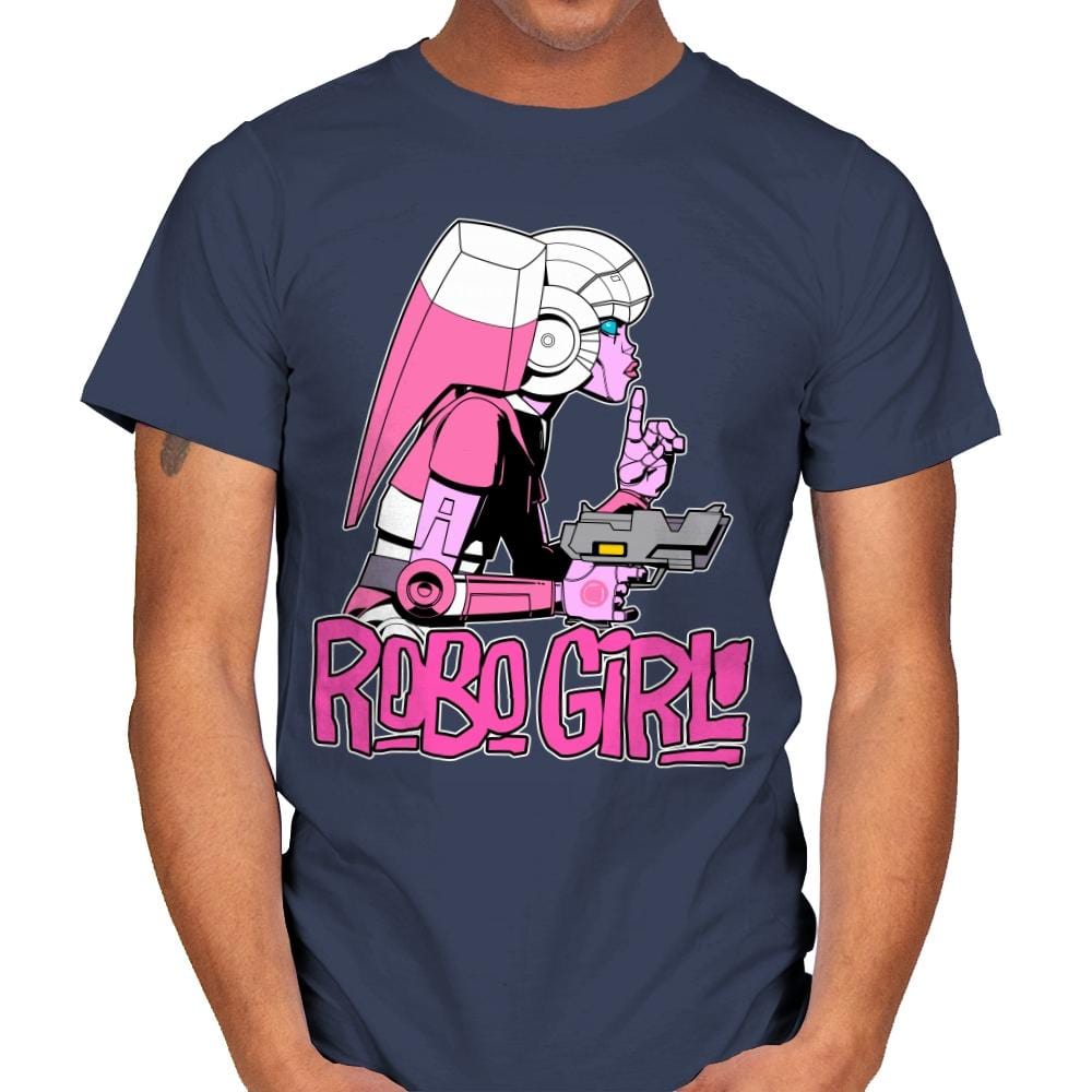 Robo Girl - Mens T-Shirts RIPT Apparel Small / Navy