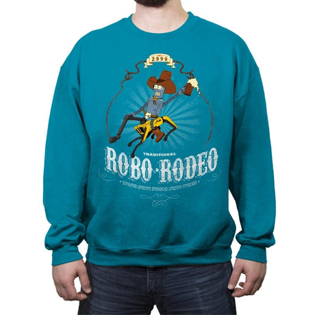 Robo-Rodeo - Crew Neck Sweatshirt Crew Neck Sweatshirt RIPT Apparel Small / Antique Sapphire