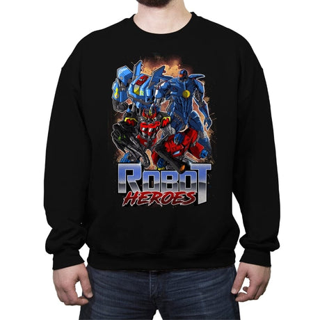 Robot Heroes - Crew Neck Sweatshirt Crew Neck Sweatshirt RIPT Apparel Small / Black