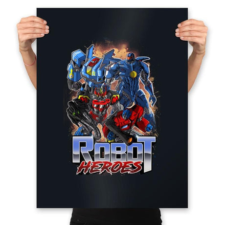 Robot Heroes - Prints Posters RIPT Apparel 18x24 / Black