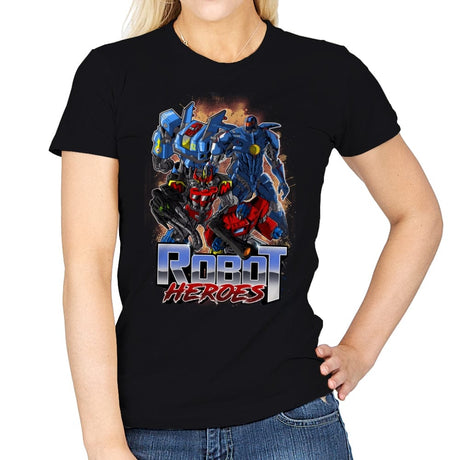 Robot Heroes - Womens T-Shirts RIPT Apparel Small / Black