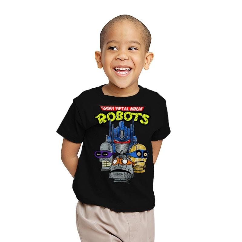 Robot Ninjas - Youth T-Shirts RIPT Apparel X-small / Black