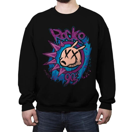 Rock-90s - Crew Neck Sweatshirt Crew Neck Sweatshirt RIPT Apparel Small / Black