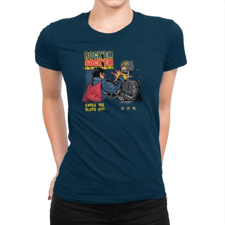 Rock 'em Sock 'em Justice Exclusive - Womens Premium T-Shirts RIPT Apparel Small / Midnight Navy