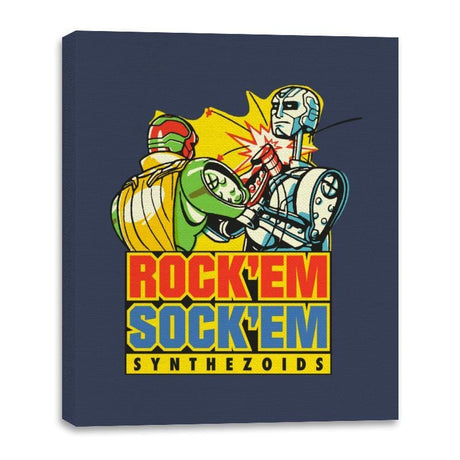 Rock'em Sock'em Synthezoids - Canvas Wraps Canvas Wraps RIPT Apparel 16x20 / Navy