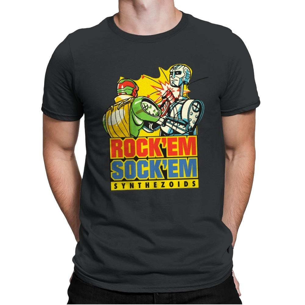 Rock'em Sock'em Synthezoids - Mens Premium T-Shirts RIPT Apparel Small / Heavy Metal