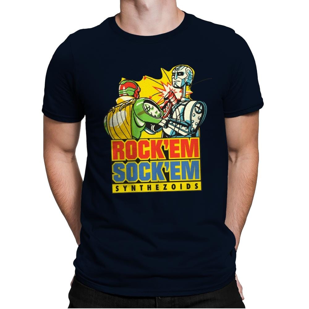 Rock'em Sock'em Synthezoids - Mens Premium T-Shirts RIPT Apparel Small / Midnight Navy