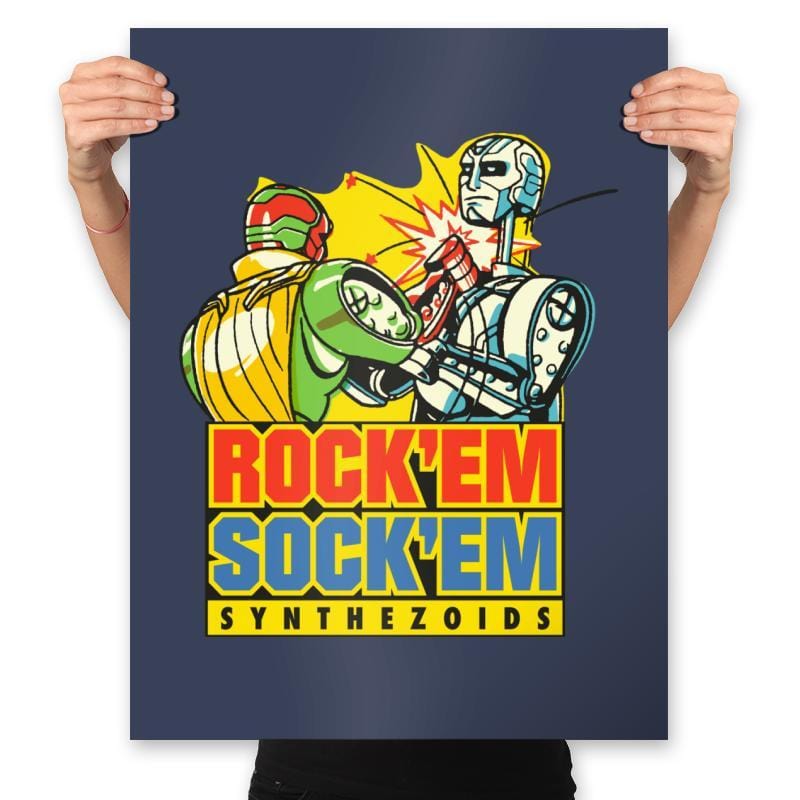 Rock'em Sock'em Synthezoids - Prints Posters RIPT Apparel 18x24 / Navy