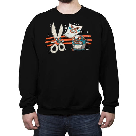 Rock_Paper_Scissor_Hold - Crew Neck Sweatshirt Crew Neck Sweatshirt RIPT Apparel Small / Black