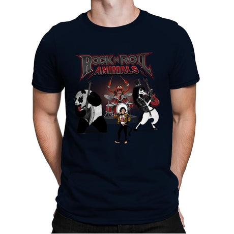 Rock & Roll Animals - Mens Premium T-Shirts RIPT Apparel Small / Midnight Navy