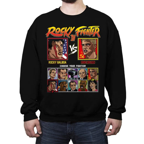 Rocky Fighter - Rocky vs Drago - Crew Neck Sweatshirt Crew Neck Sweatshirt RIPT Apparel Small / Black