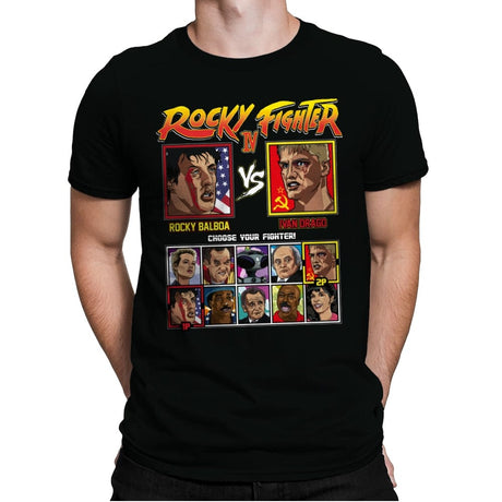 Rocky Fighter - Rocky vs Drago - Mens Premium T-Shirts RIPT Apparel Small / Black