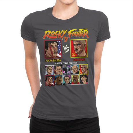 Rocky Fighter - Rocky vs Drago - Womens Premium T-Shirts RIPT Apparel Small / Heavy Metal