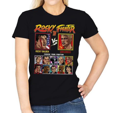 Rocky Fighter - Rocky vs Drago - Womens T-Shirts RIPT Apparel Small / Black