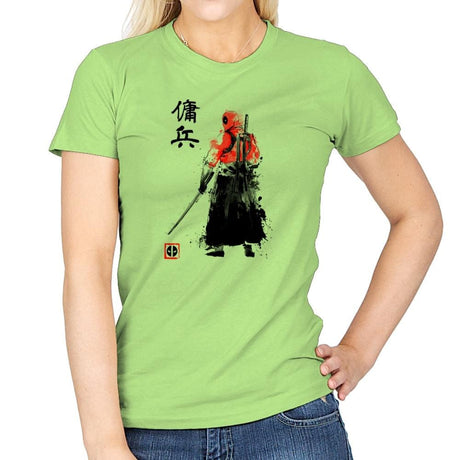 Ronin Mercenary Exclusive - Sumi Ink Wars - Womens T-Shirts RIPT Apparel Small / Mint Green