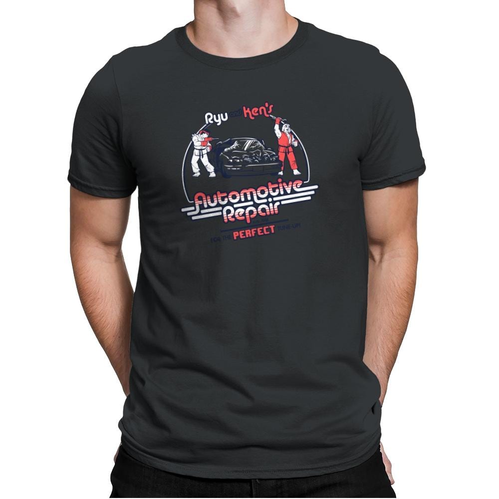 Ryu and Ken's Automotive Repair Exclusive - Mens Premium T-Shirts RIPT Apparel Small / Heavy Metal