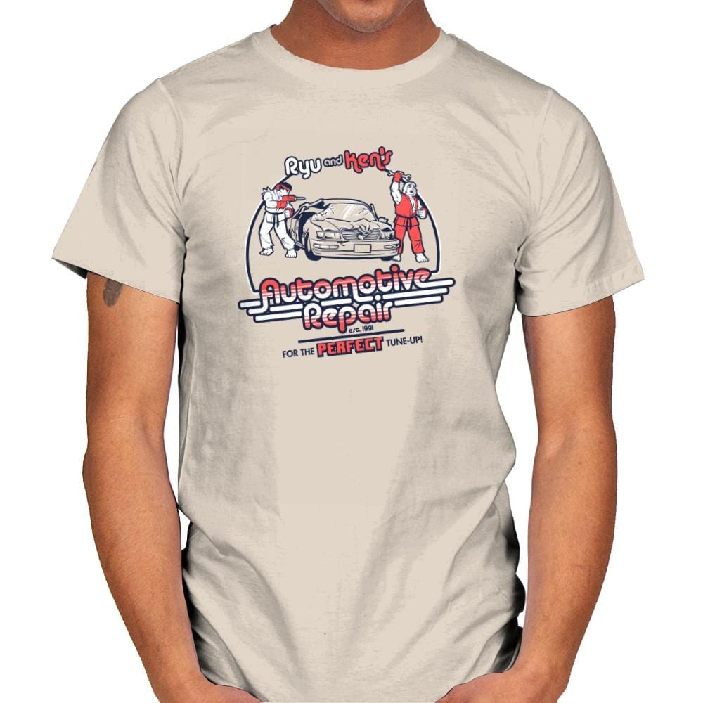 Ryu and Ken's Automotive Repair Exclusive - Mens T-Shirts RIPT Apparel Small / Natural