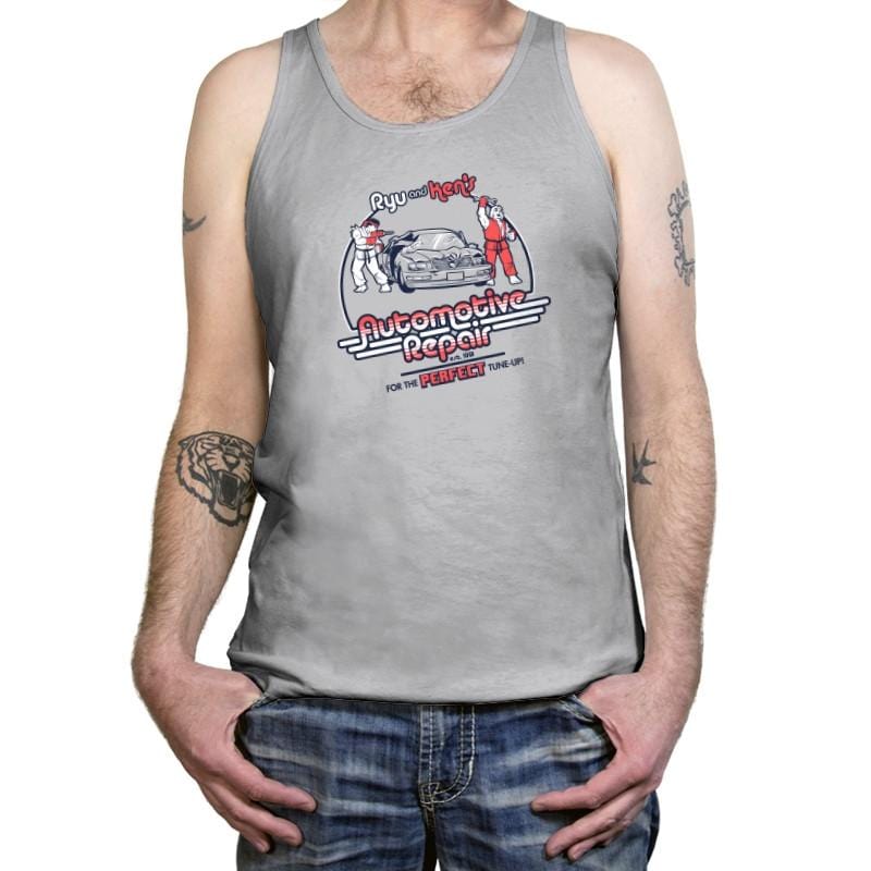 Ryu and Ken's Automotive Repair Exclusive - Tanktop Tanktop RIPT Apparel X-Small / Athletic Heather