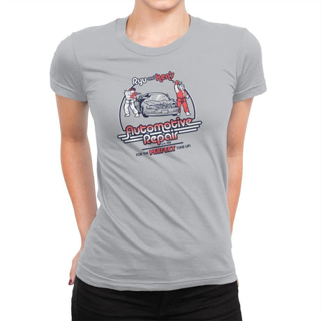 Ryu and Ken's Automotive Repair Exclusive - Womens Premium T-Shirts RIPT Apparel Small / Heather Grey