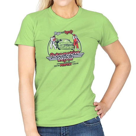 Ryu and Ken's Automotive Repair Exclusive - Womens T-Shirts RIPT Apparel Small / Mint Green