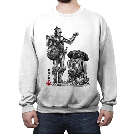 Samurai Droids Sumi-e - Crew Neck Sweatshirt Crew Neck Sweatshirt RIPT Apparel Small / White