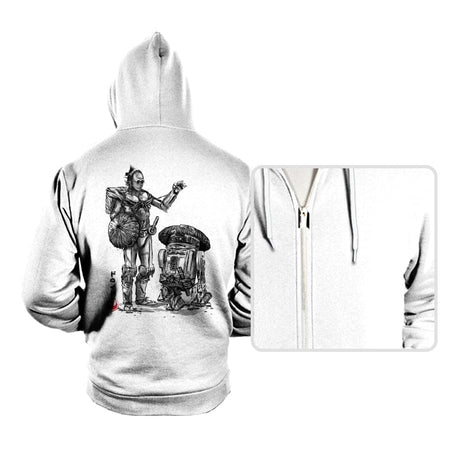 Samurai Droids Sumi-e - Hoodies Hoodies RIPT Apparel Small / White