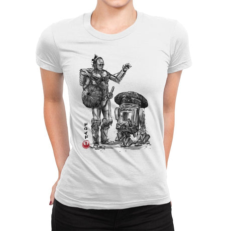 Samurai Droids Sumi-e - Womens Premium T-Shirts RIPT Apparel Small / White