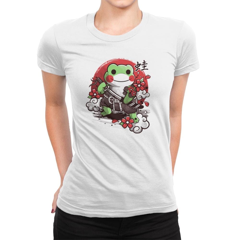 Samurai Frog - Womens Premium T-Shirts RIPT Apparel Small / White