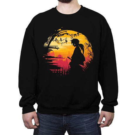 Samurai Journey - Crew Neck Sweatshirt Crew Neck Sweatshirt RIPT Apparel Small / Black