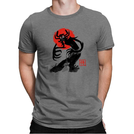 Samurai Sumi-E Exclusive - Mens Premium T-Shirts RIPT Apparel Small / Heather Grey