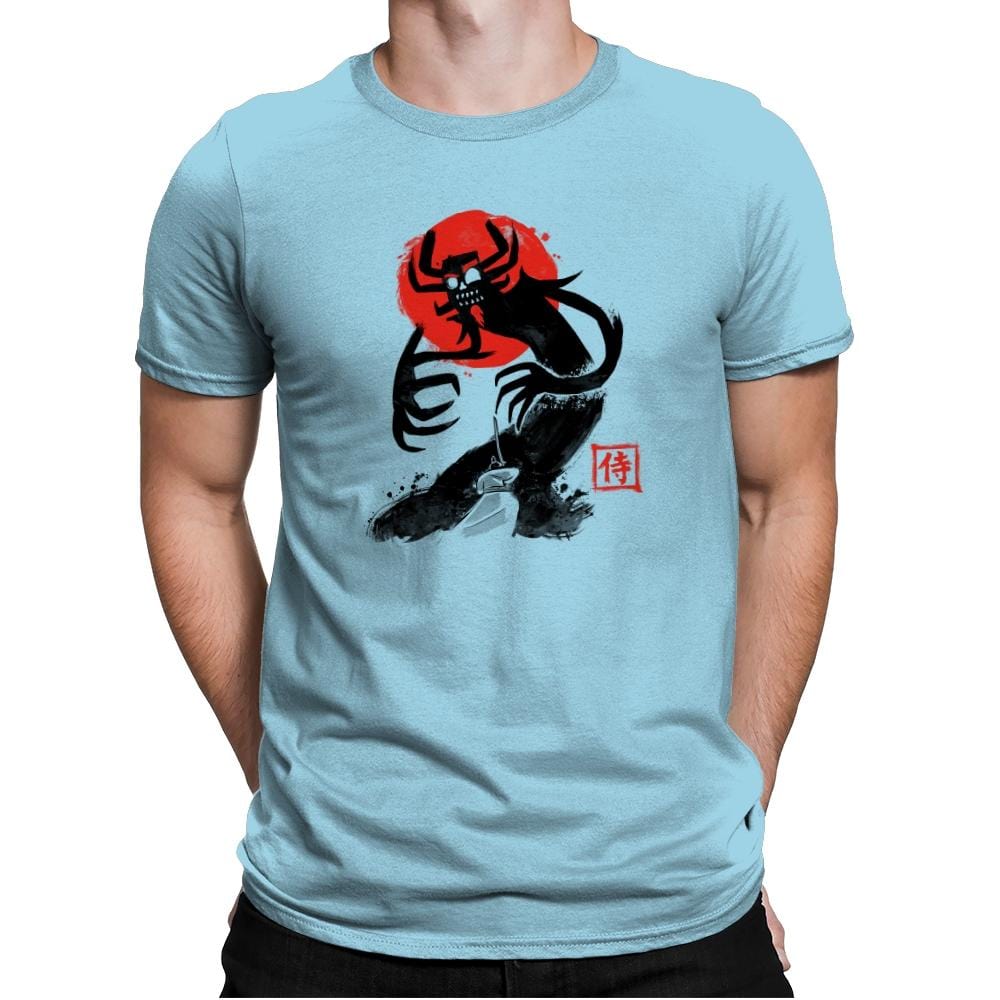 Samurai Sumi-E Exclusive - Mens Premium T-Shirts RIPT Apparel Small / Light Blue