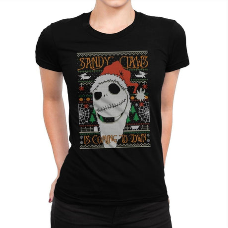 Sandy Claws - Ugly Holiday - Womens Premium T-Shirts RIPT Apparel Small / Indigo